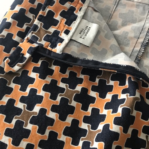 Talbots navy/orange/brown pencil skirt with front pockets size 4P stretch - Picture 6 of 9